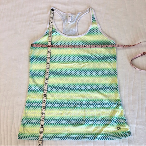Gap Fit Racerback Activewear Tank Top yellow blue green white stripe - Picture 8 of 16